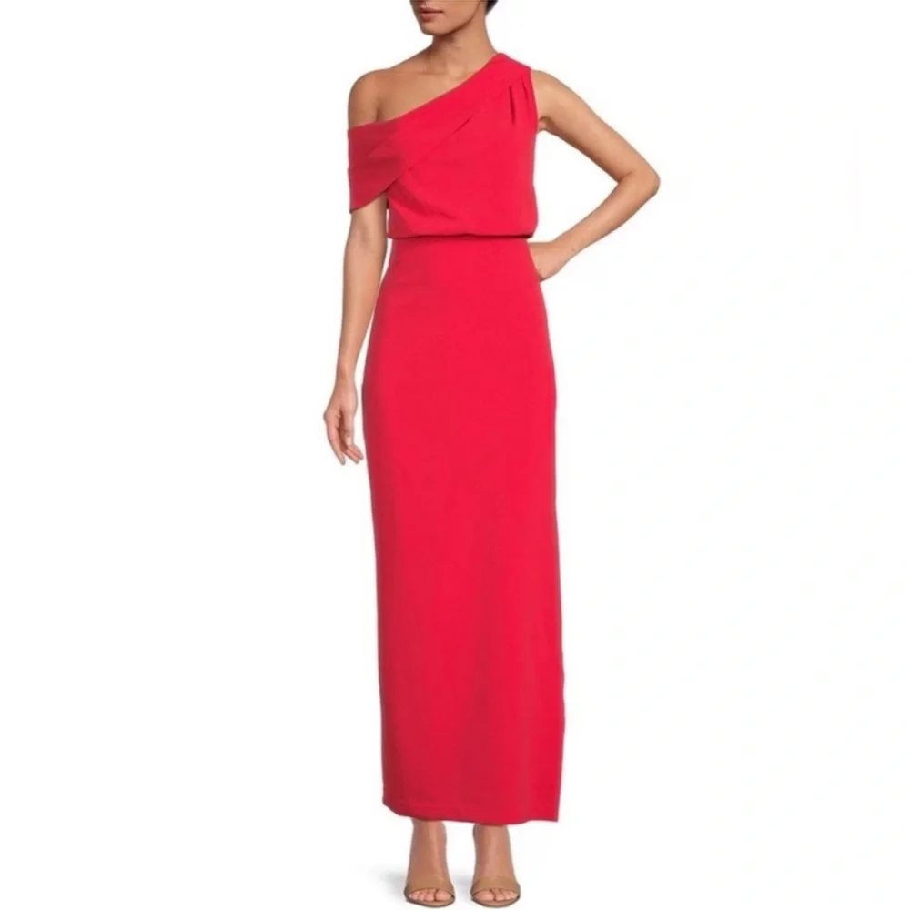 Belle Badgley Mischka Raya One Shoulder Draped Side Slit Maxi Dress - Picture 3 of 16